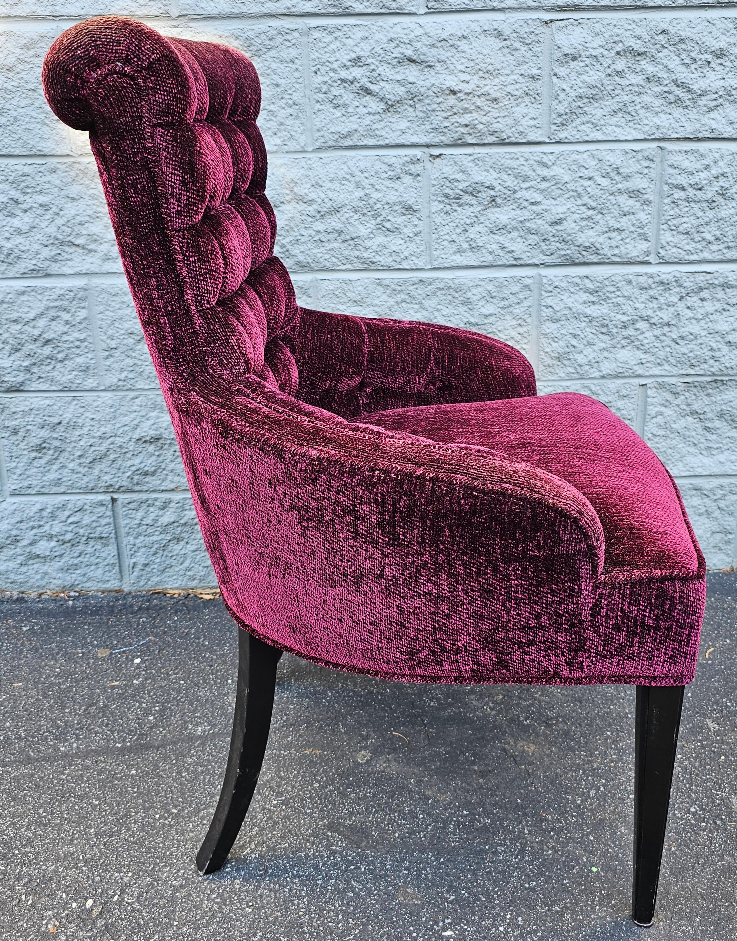 Other Century Nancy Corzine  Tufted Velvet Upholstered Armchair For Sale
