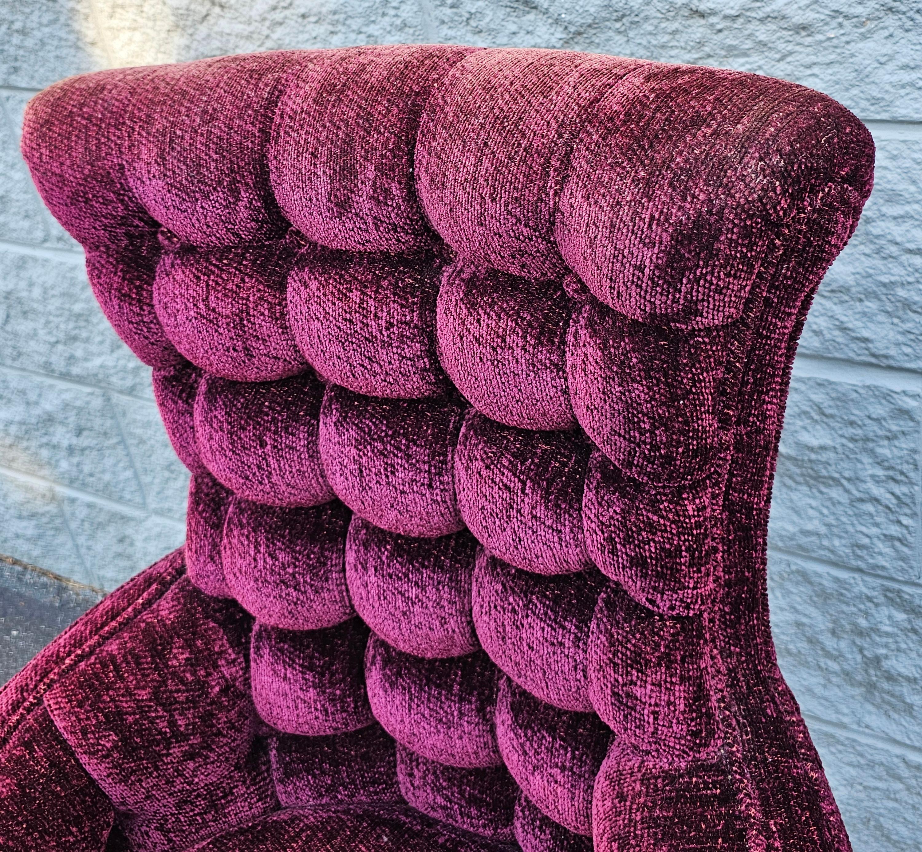 Contemporary Century Nancy Corzine  Tufted Velvet Upholstered Armchair For Sale