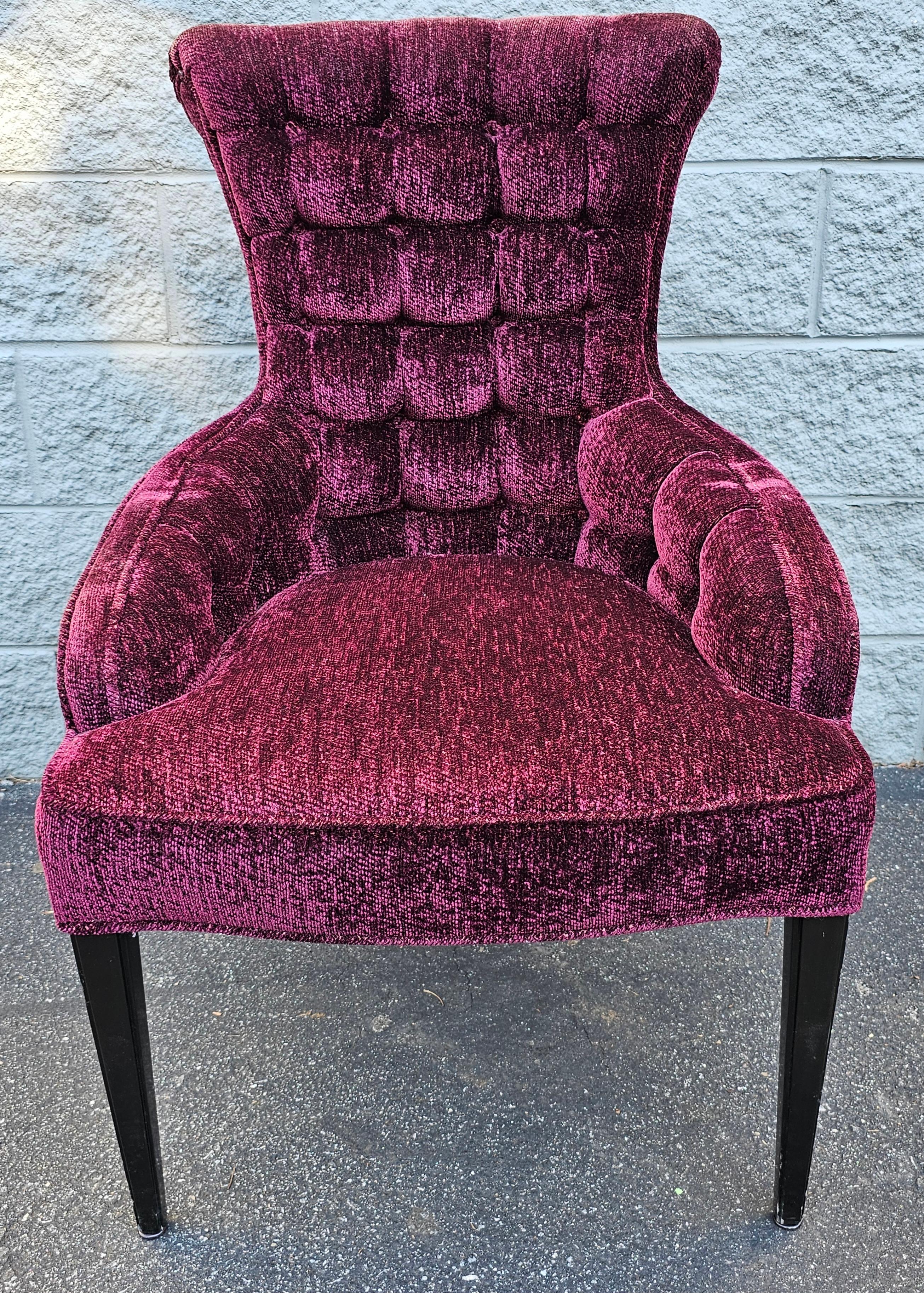 Upholstery Century Nancy Corzine  Tufted Velvet Upholstered Armchair For Sale