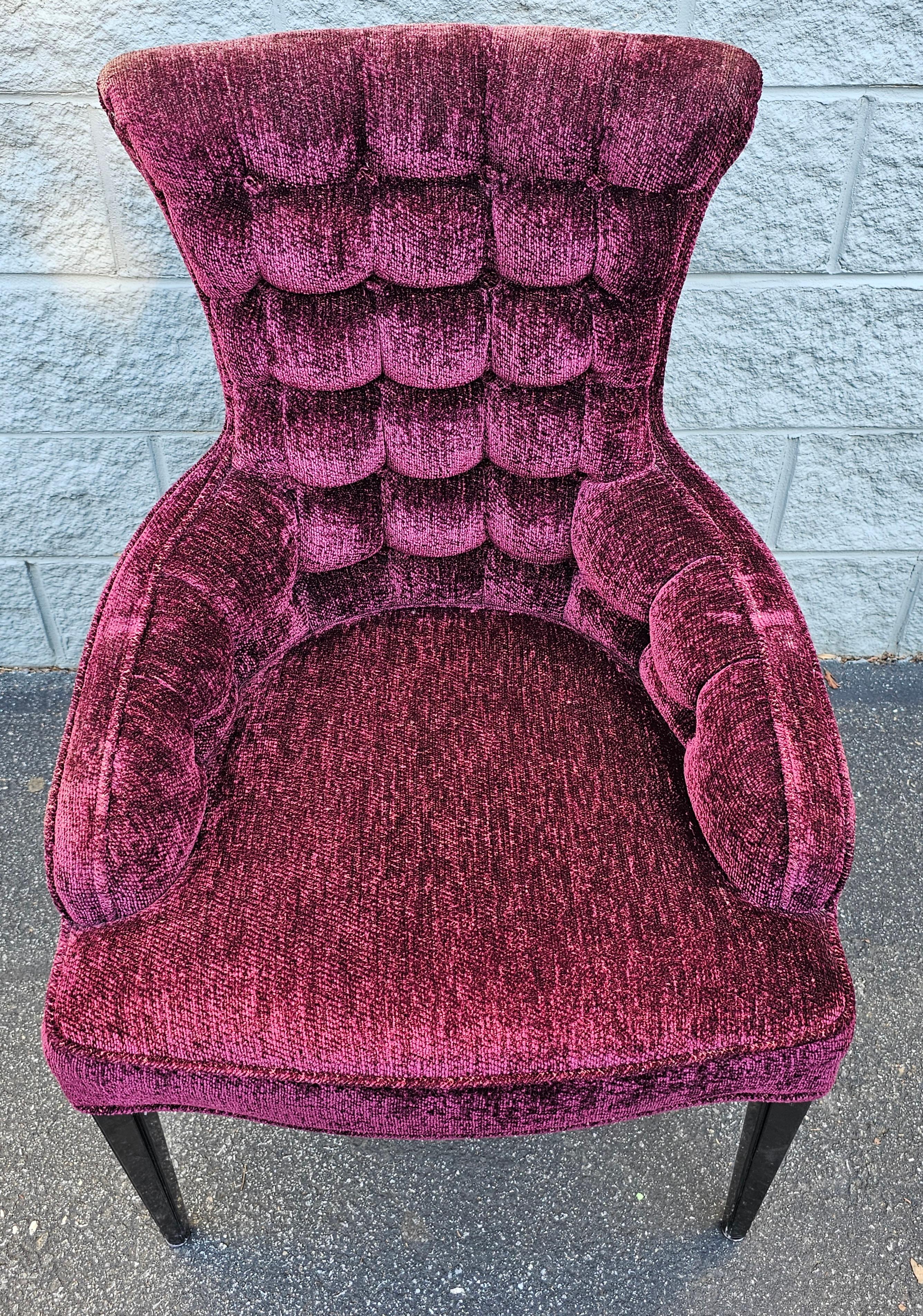 Century Nancy Corzine  Tufted Velvet Upholstered Armchair For Sale 1