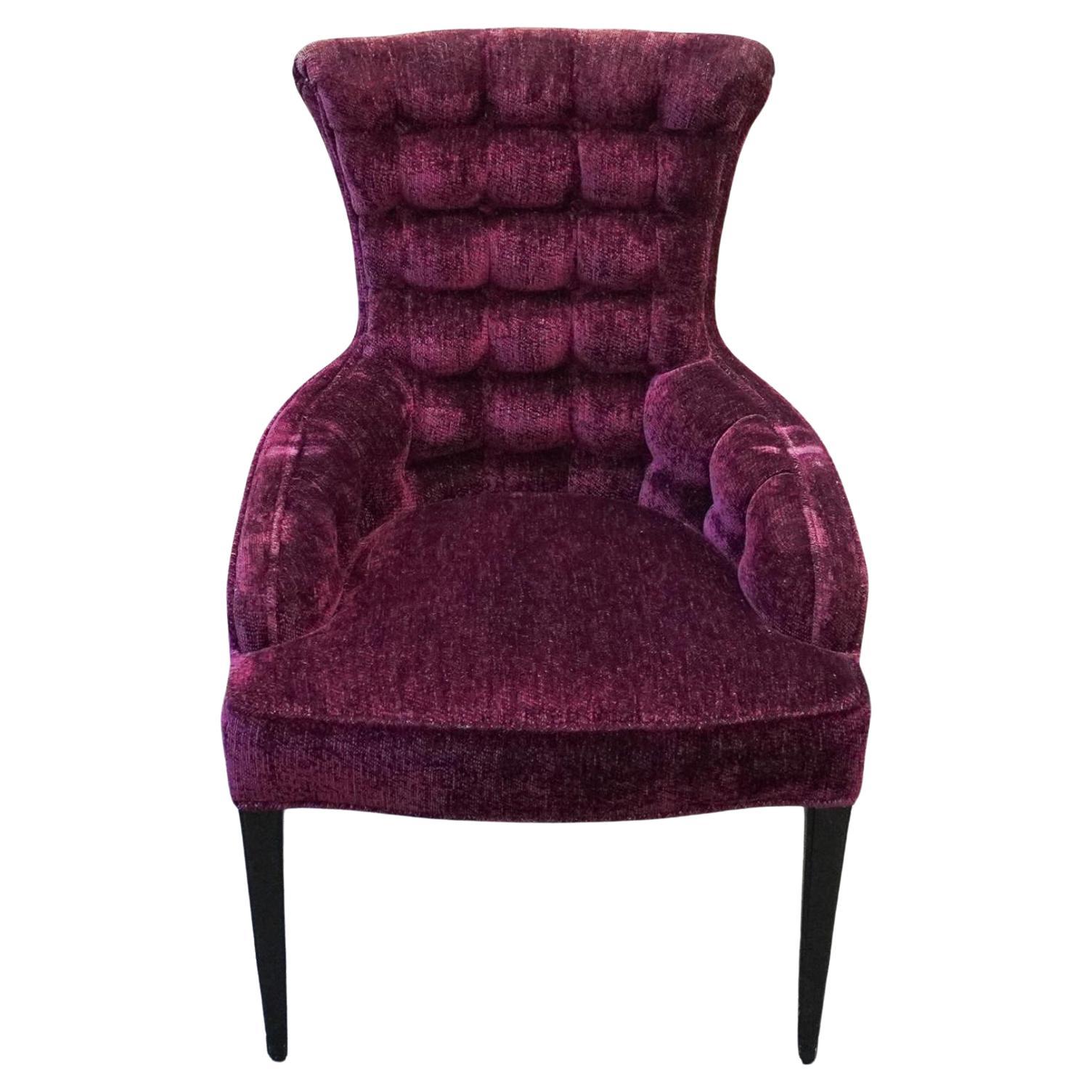 Century Nancy Corzine  Tufted Velvet Upholstered Armchair For Sale