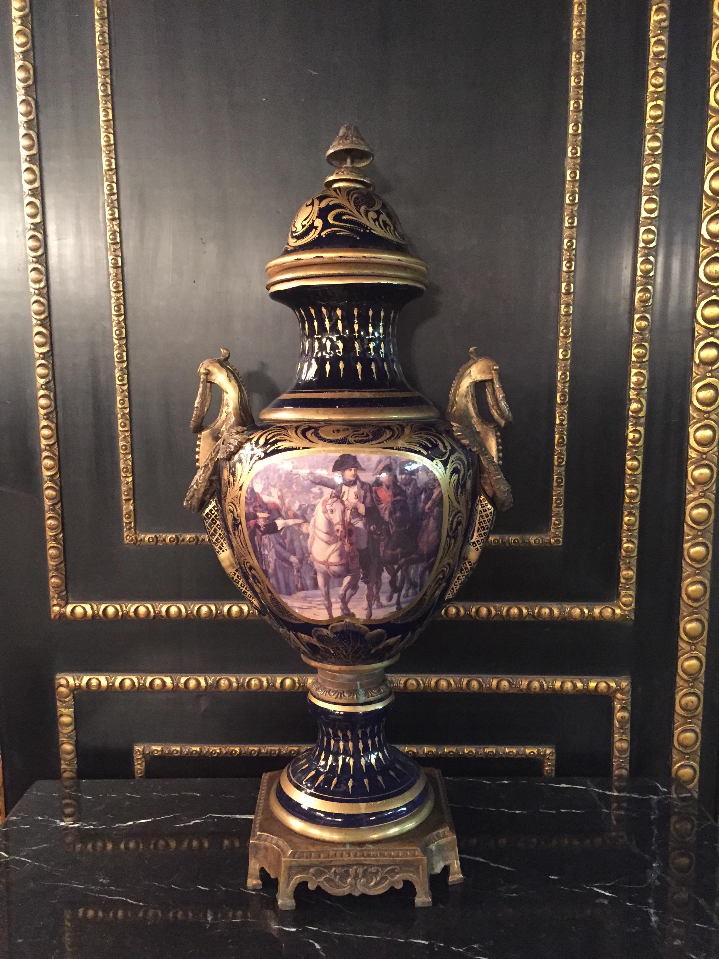 20th Century Napoleon Bonaparte Sèvre Pompe Lidded Vase (Louis XV.)