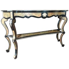 20th Century Napoleon III Boulle Console Table, Real Natural Turtle