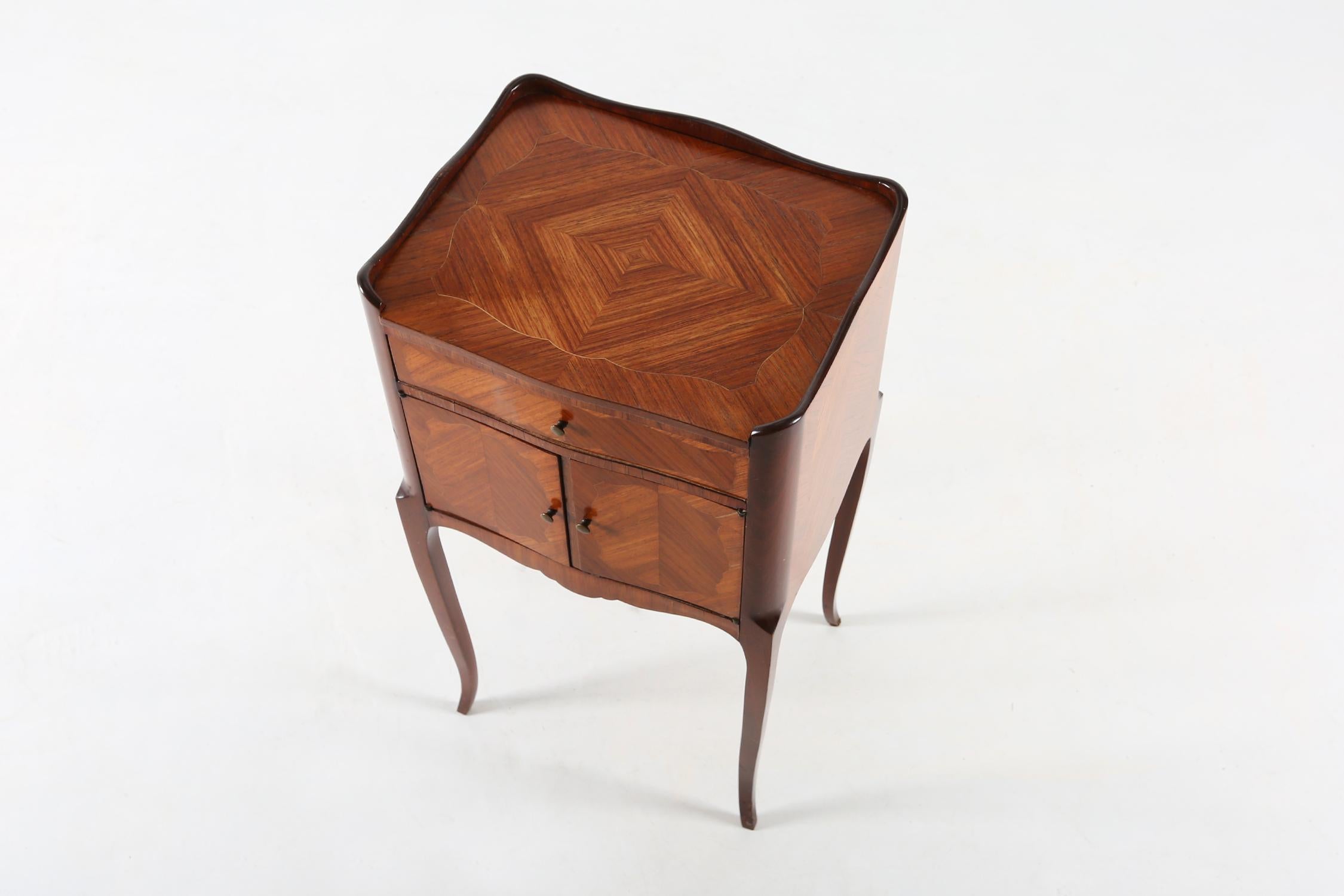 20th century Napoleon III small chest of drawers in wood with marquetry inlay 1