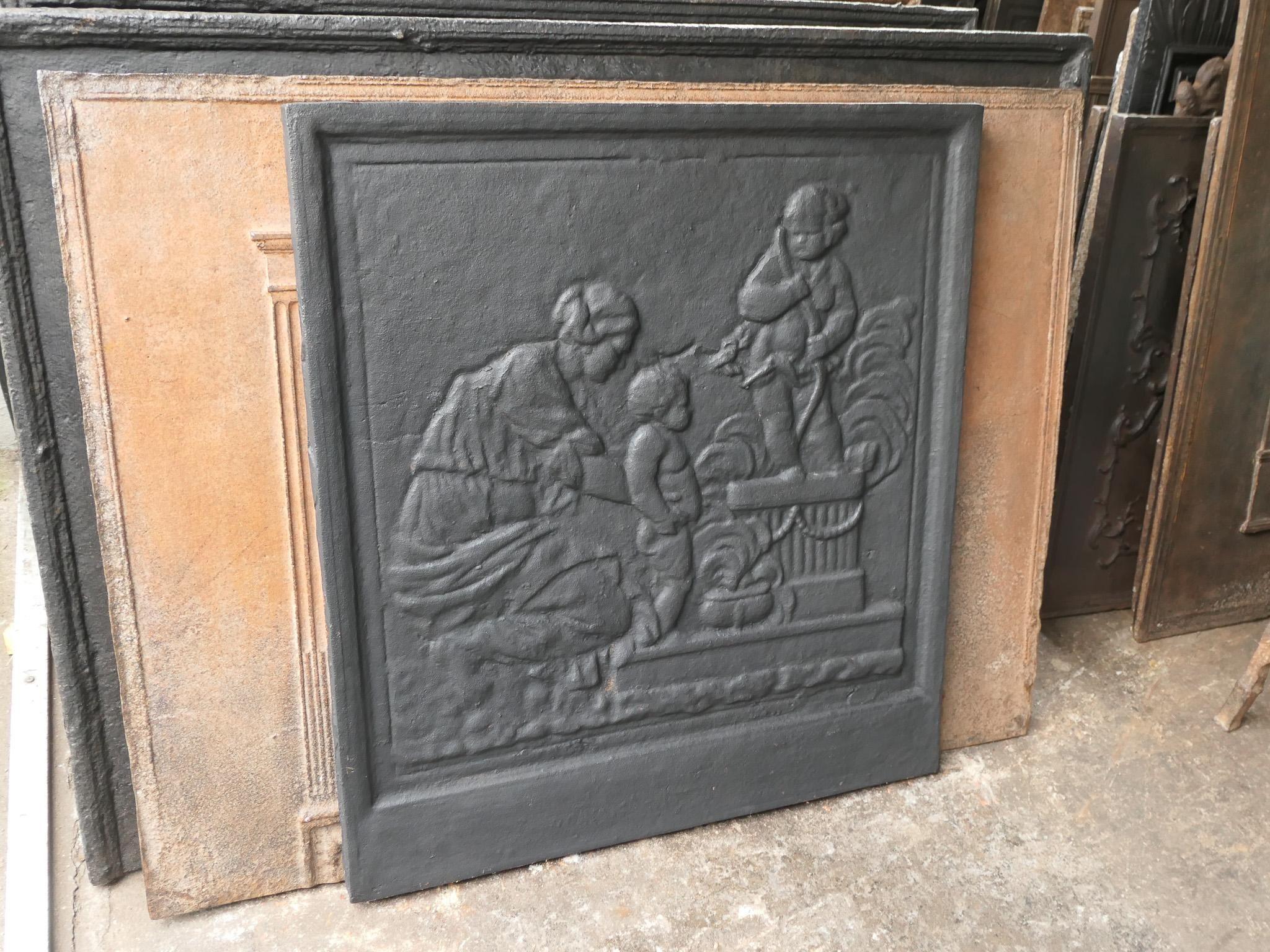 Cast 20th Century Napoleon III Style 'Caritas' Fireback / Backsplash For Sale