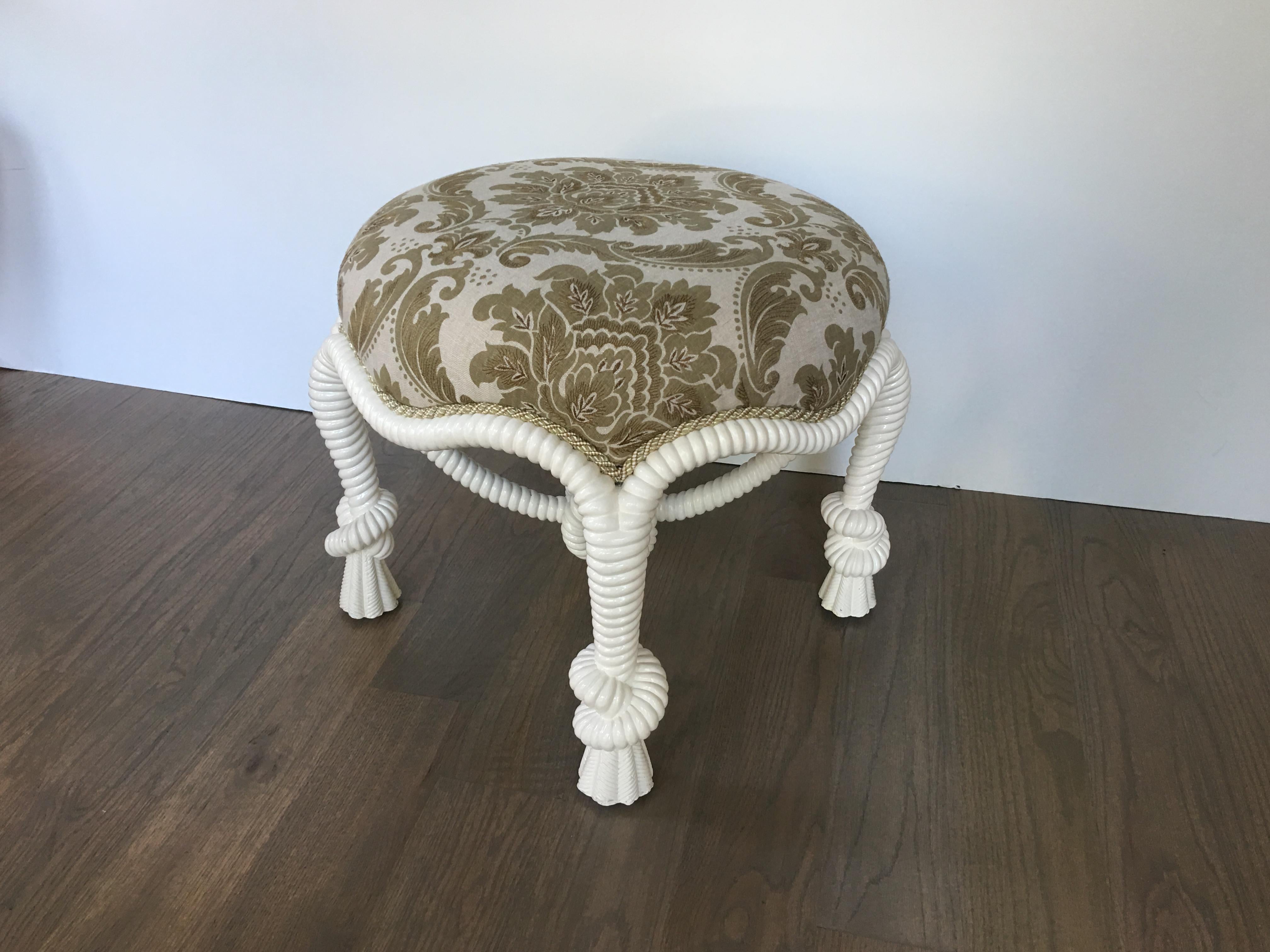 20th Century Napoleon III Style Lacquered Rope Twist Upholstered Tabouret For Sale 3