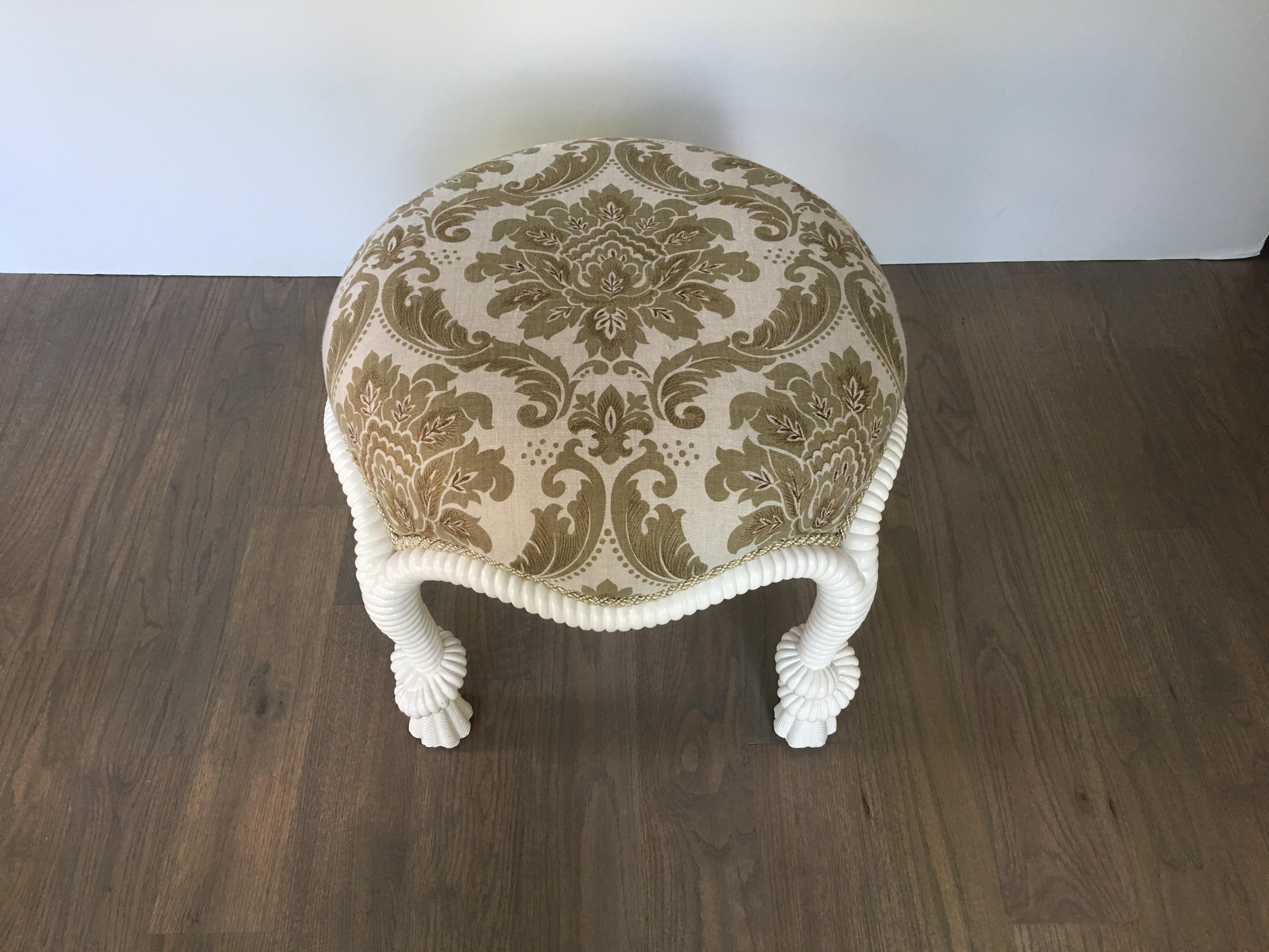 20th Century Napoleon III Style Lacquered Rope Twist Upholstered Tabouret For Sale 4