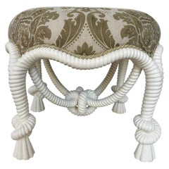 20th Century Napoleon III Style Lacquered Rope Twist Upholstered Tabouret