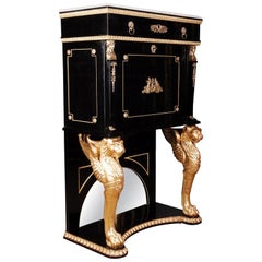 20th Century Napoleonic Secretaire in the Empire Style Ebonized Wood Veneer