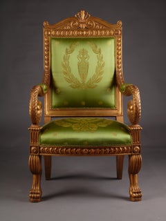20th Century Napoleonic Swan Chair in the Empire Style Beechwood Poliment Gilded
