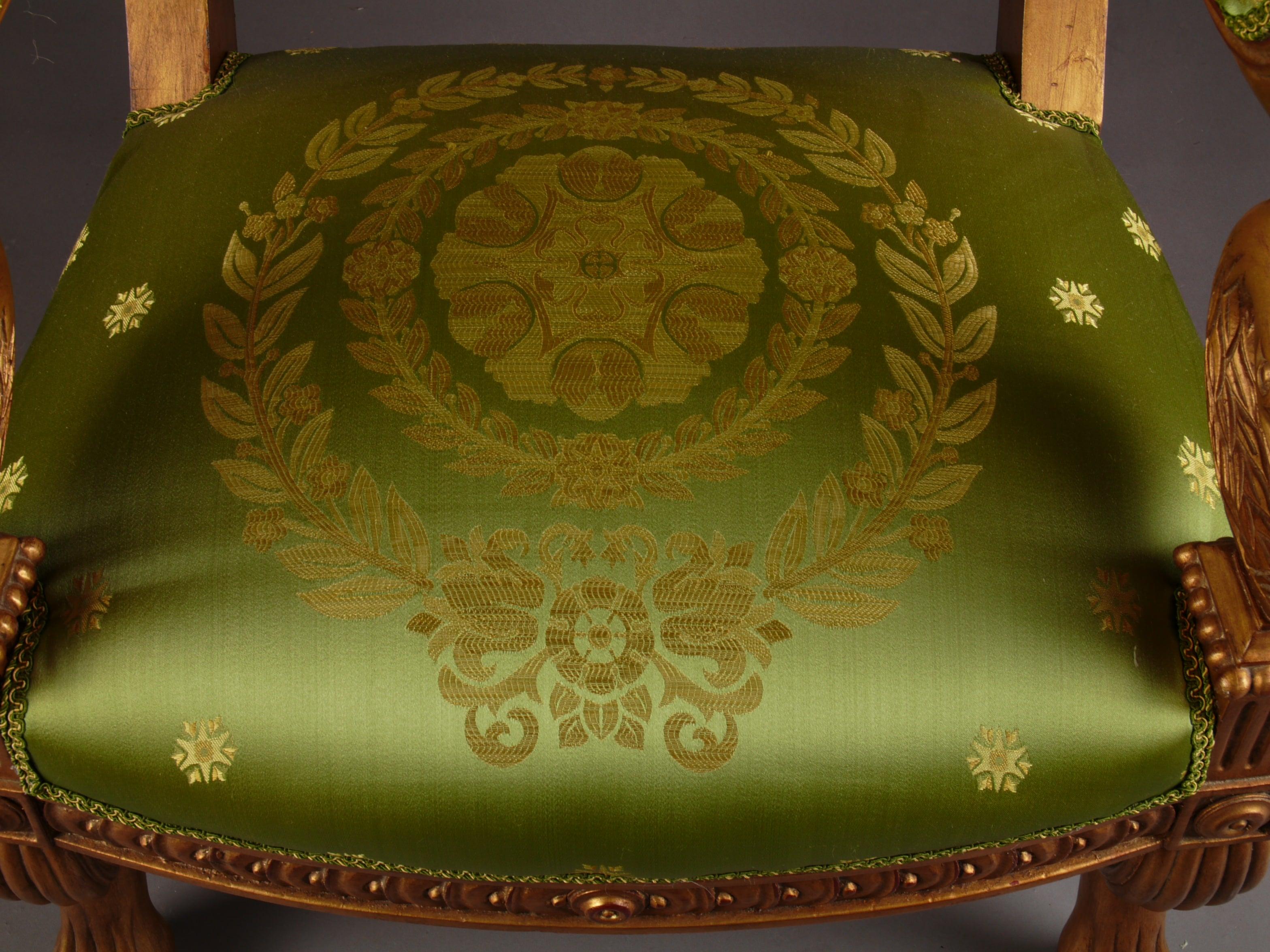 20th Century Napoleonic Swan Chair in the Empire Style Beechwood Poliment Gilded For Sale 2