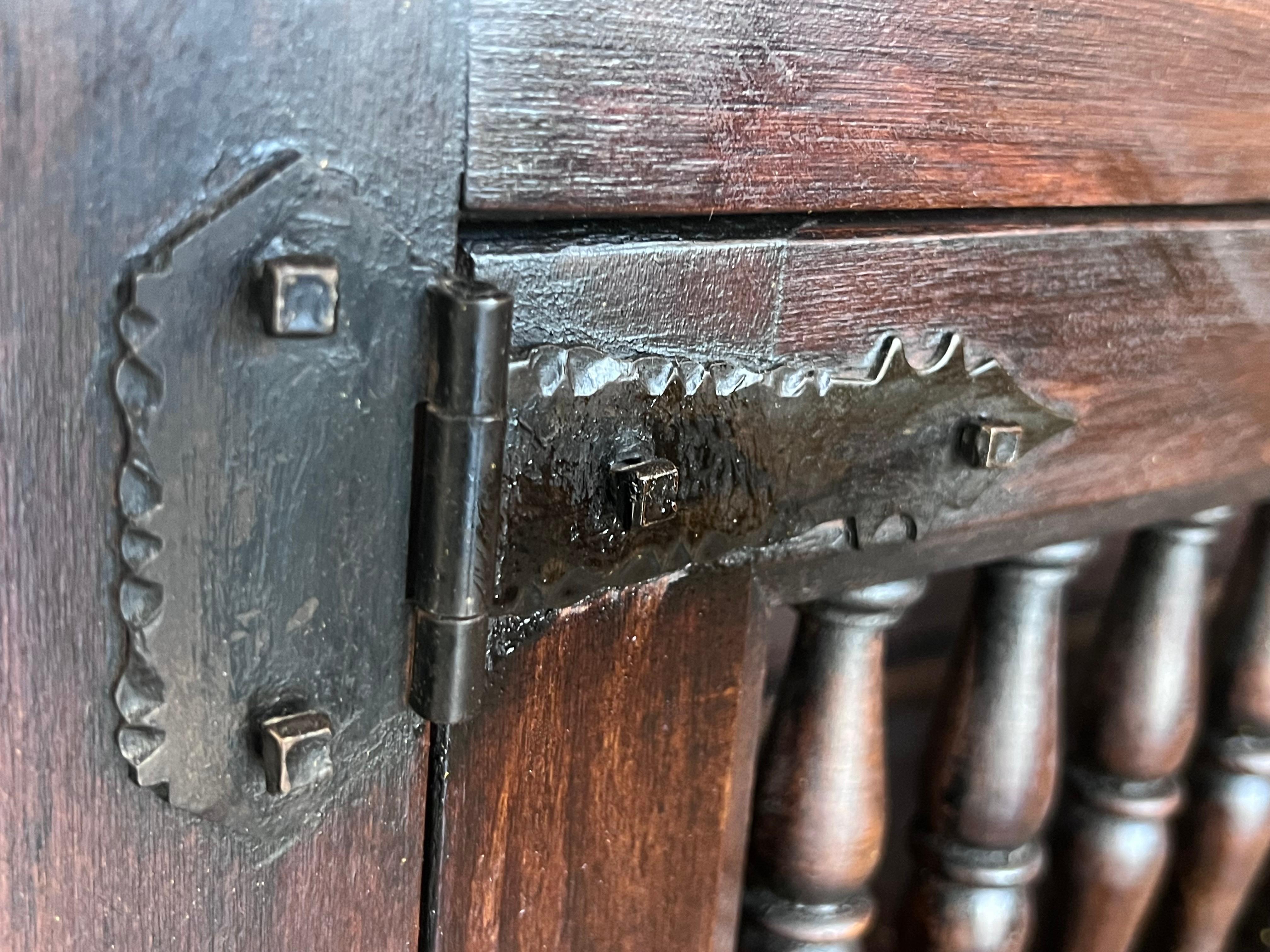 20th Century Narrow Catalan Spanish Baroque Dark Walnut Credenza or Buffet 3