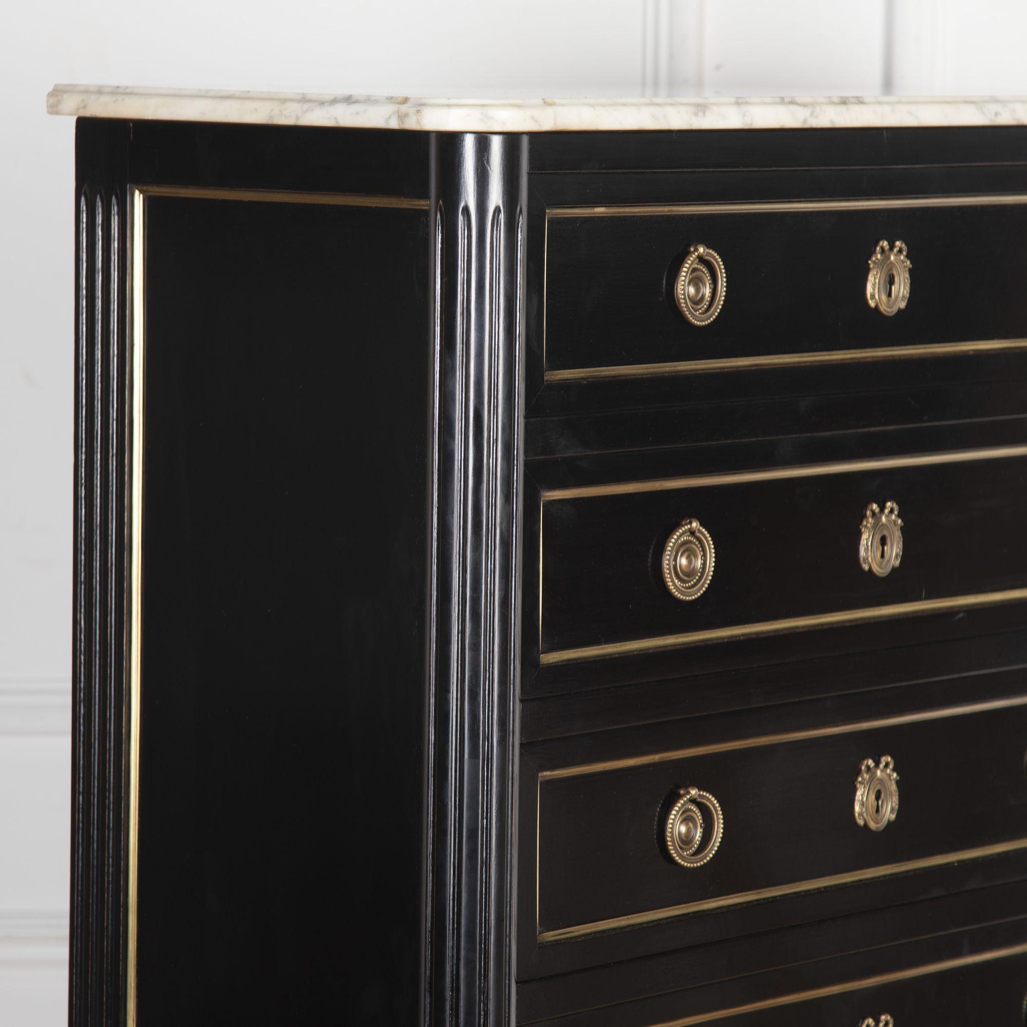 20th Century Narrow Ebonised Chest of Drawers In Good Condition In Gloucestershire, GB