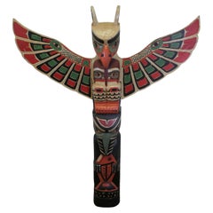 20th Century Native American Painted Totem Pole  A painted animal totem 