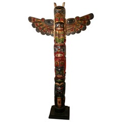 20th Century Native American Painted Totem Pole