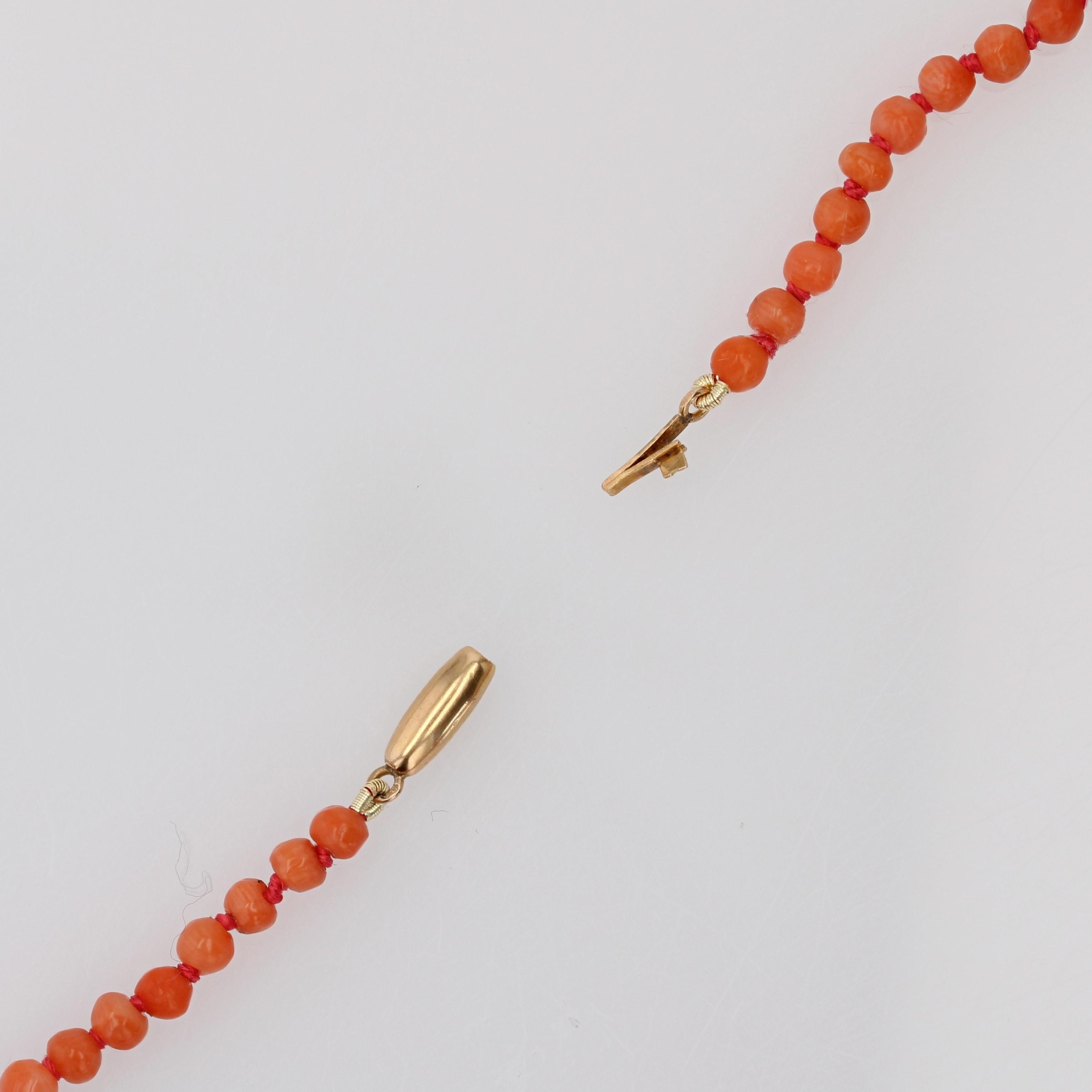 20th Century Natural Coral Pearl 18 Karat Yellow Gold Necklace For Sale 4