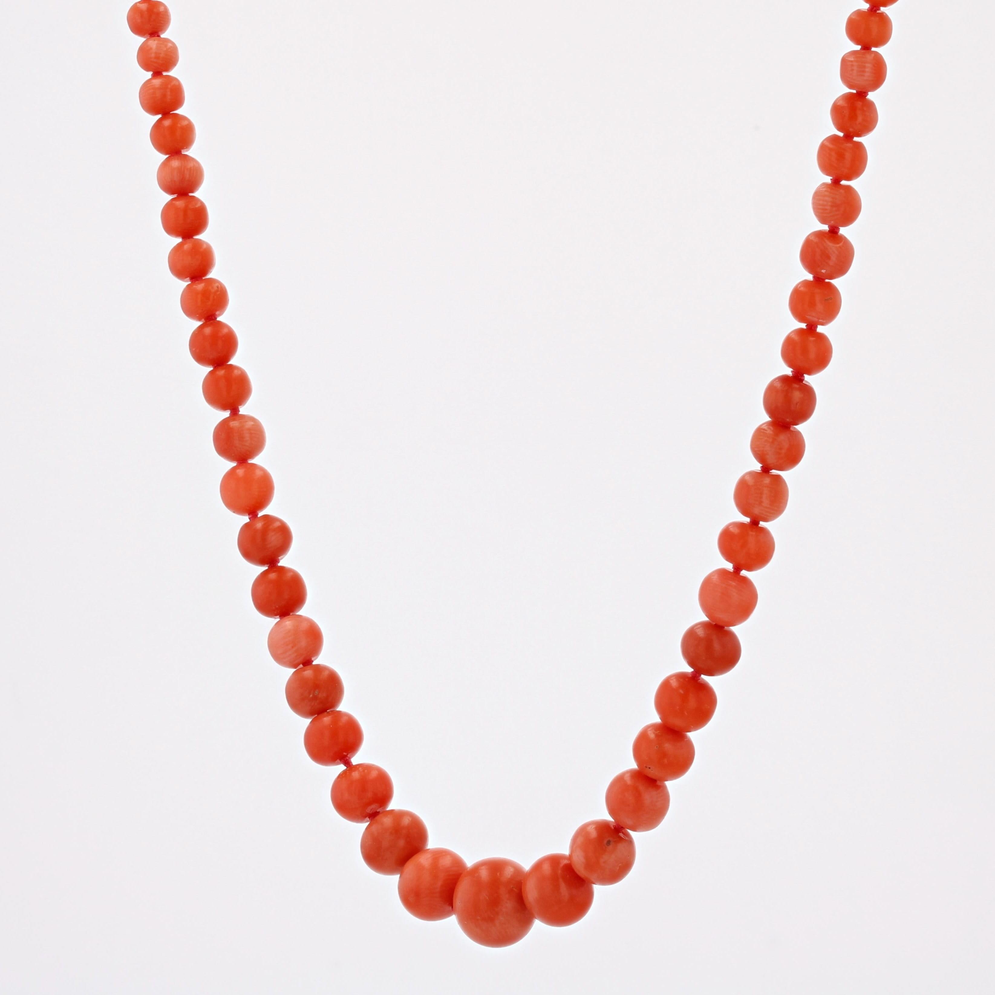 Bead 20th Century Natural Coral Pearl 18 Karat Yellow Gold Necklace For Sale