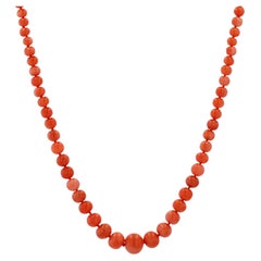 20th Century Natural Coral Pearl 18 Karat Yellow Gold Necklace
