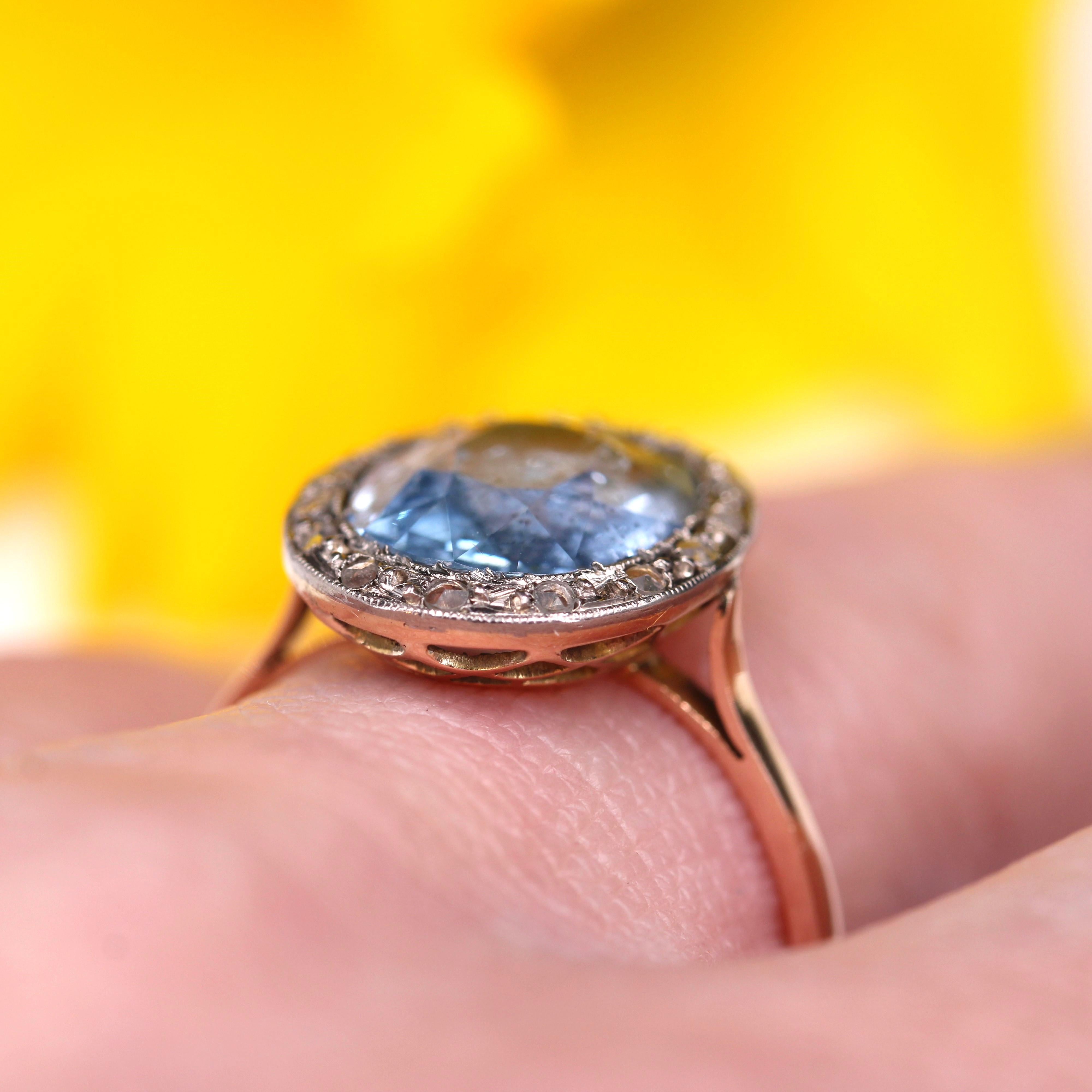 Ring aus 18 Karat Roségold mit natürlichem, nicht erhitztem Saphir und Diamanten aus dem 20. Jahrhundert im Angebot 8