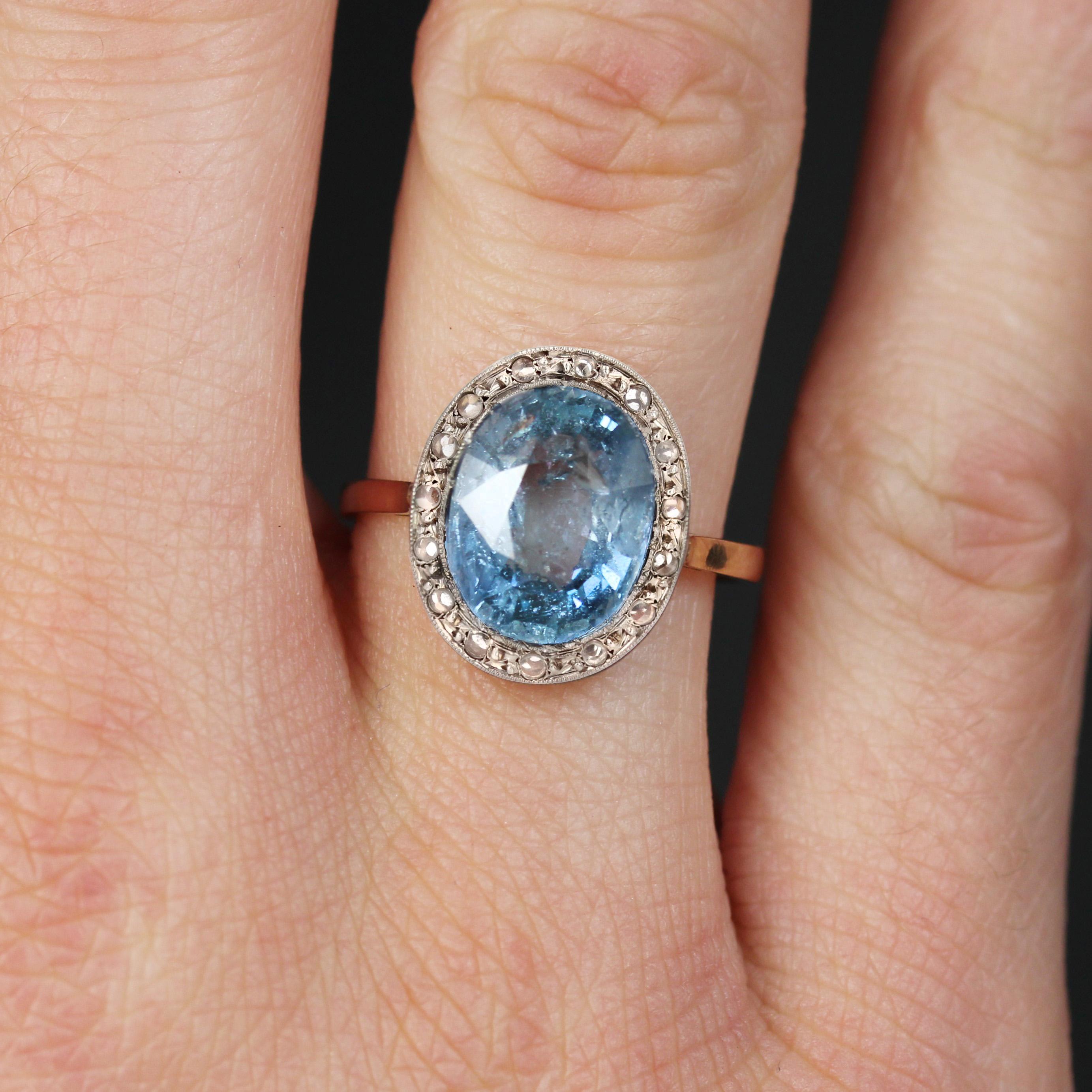 Ring aus 18 Karat Roségold mit natürlichem, nicht erhitztem Saphir und Diamanten aus dem 20. Jahrhundert Damen im Angebot
