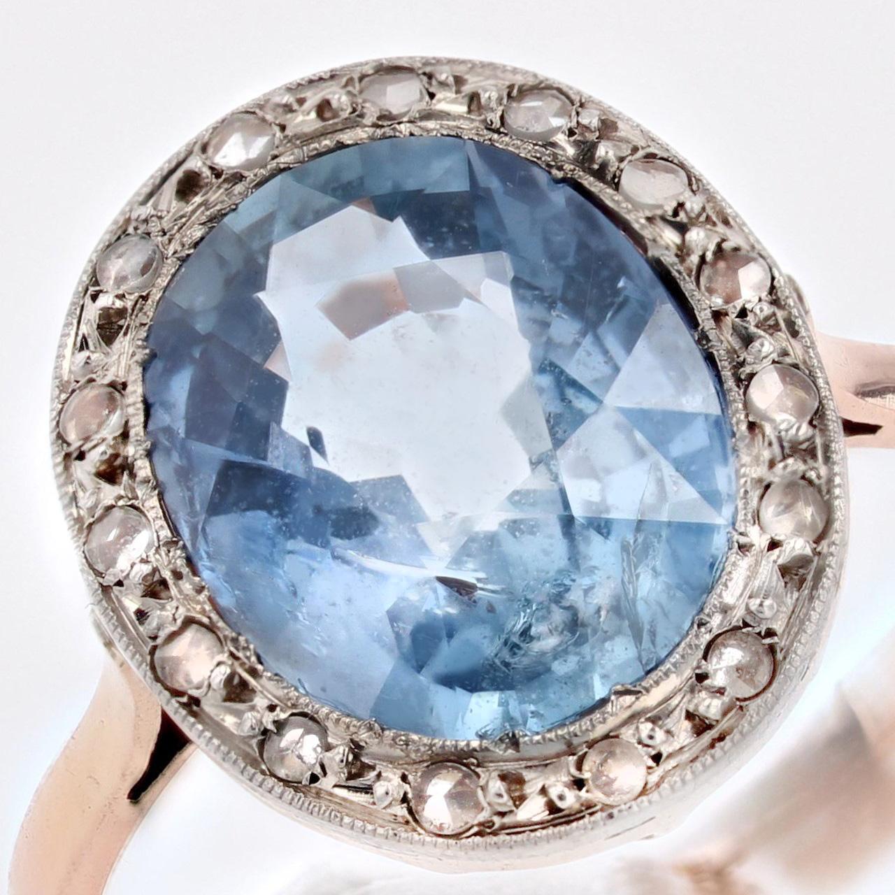 Ring aus 18 Karat Roségold mit natürlichem, nicht erhitztem Saphir und Diamanten aus dem 20. Jahrhundert im Angebot 3
