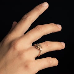 20th Century Natural Pearl Rose-Cut Diamonds 18 Karat Rose Gold Ring