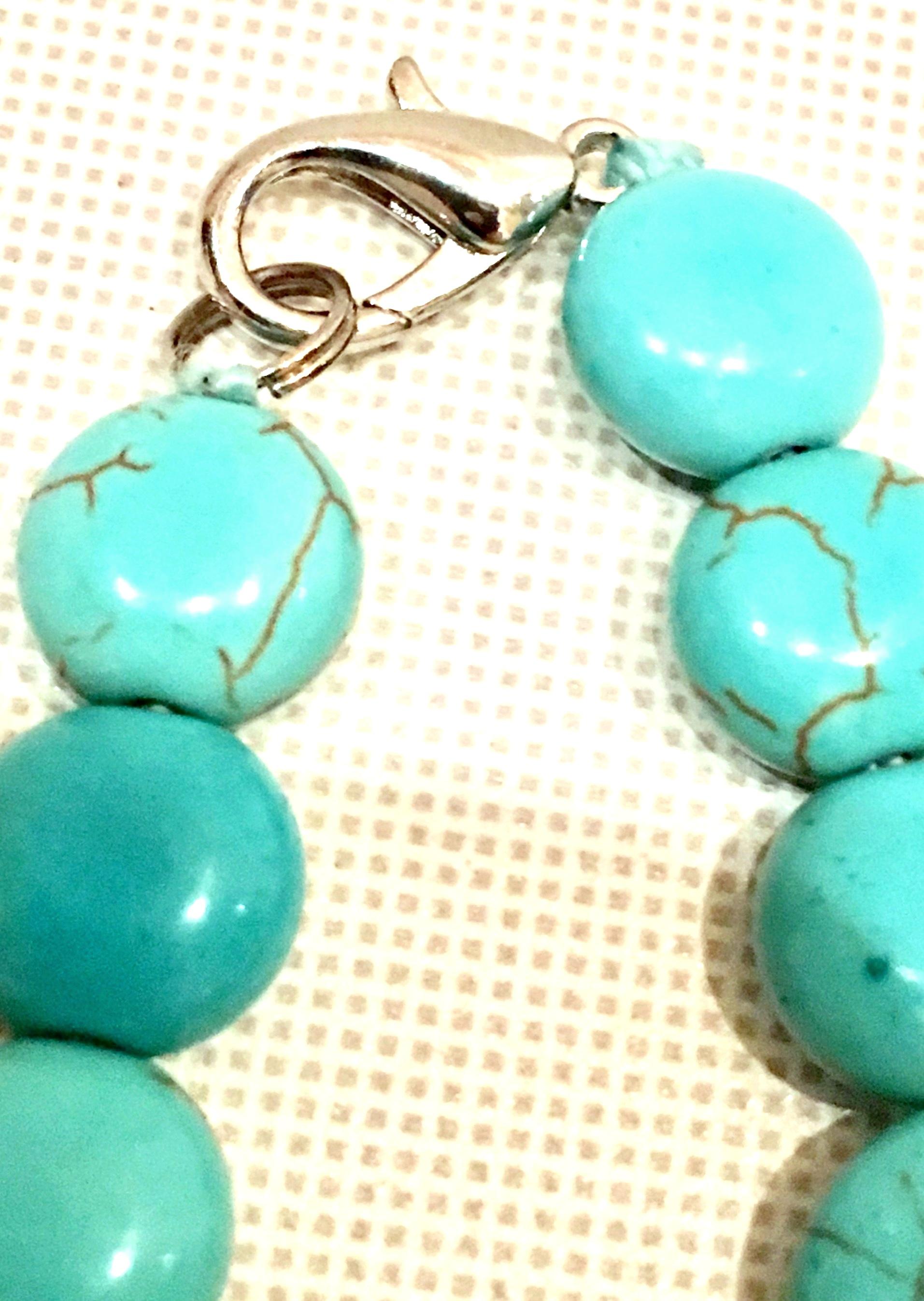 20th Century Natural Polished Turquoise Disc Bead Necklace 1
