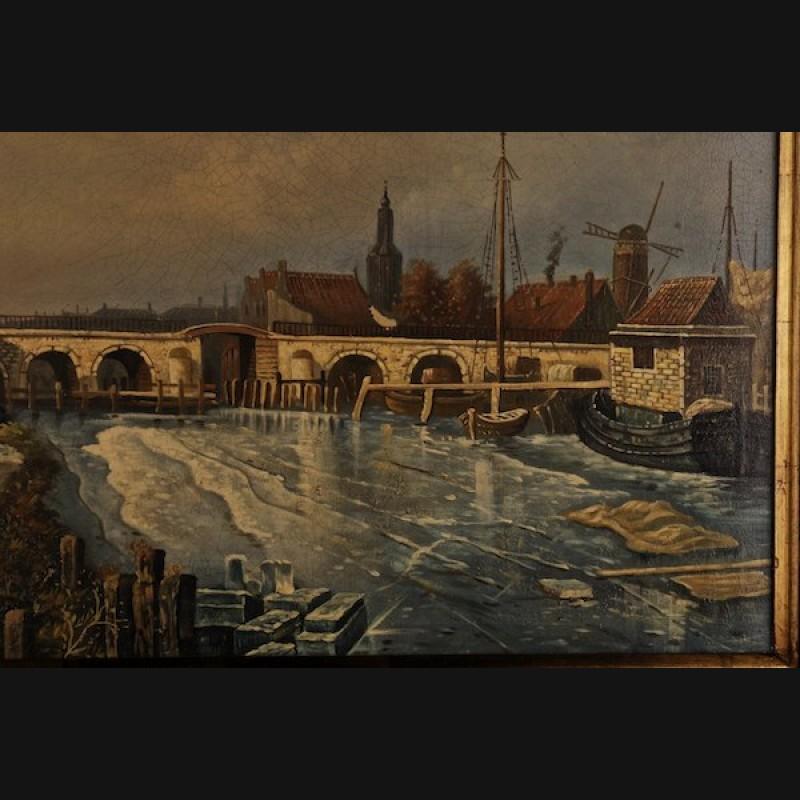 Canvas 20th Century Naturalist Oil Painting Haldenthor in Aarau For Sale