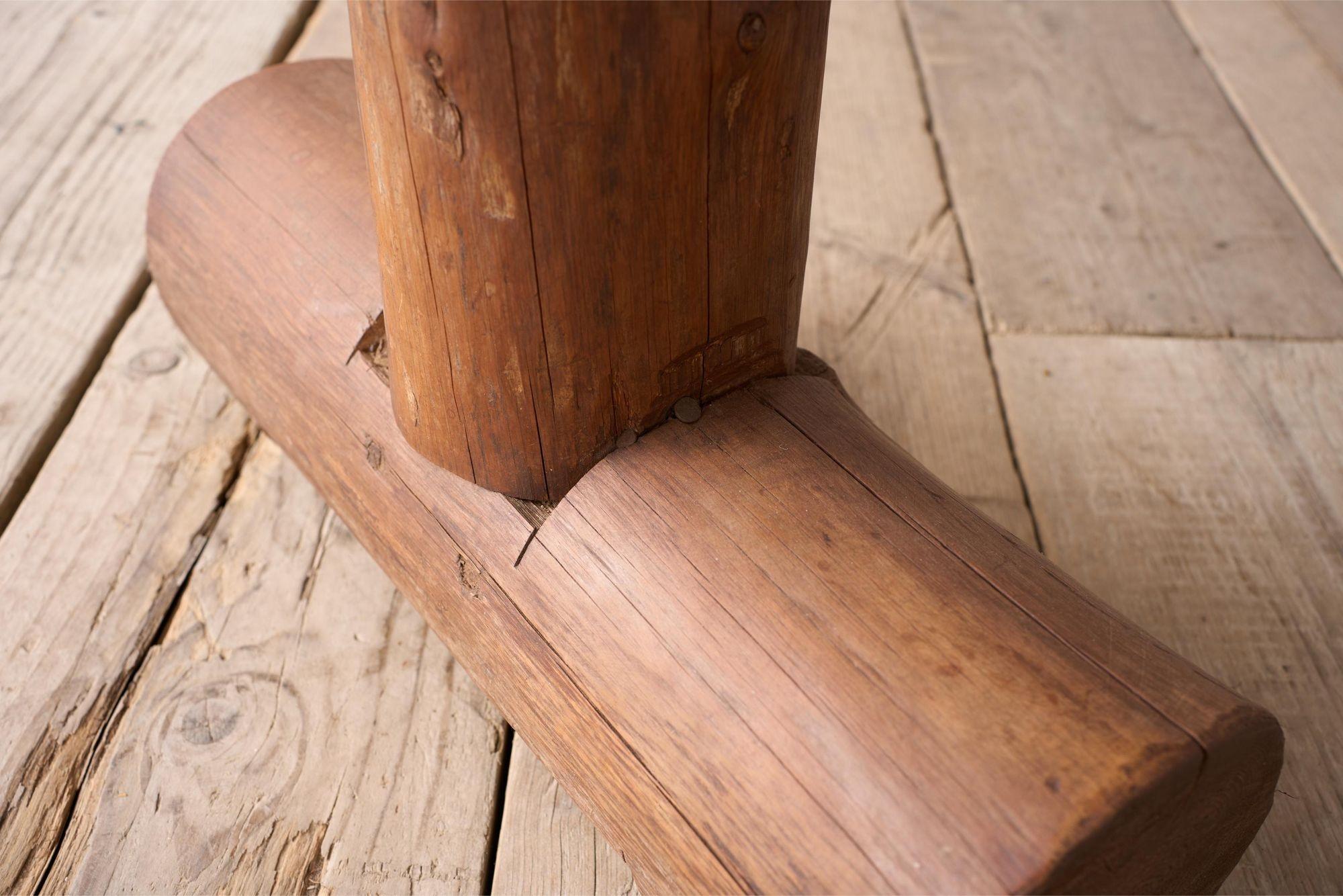 20th century Naturalistic oak slab console table For Sale 5