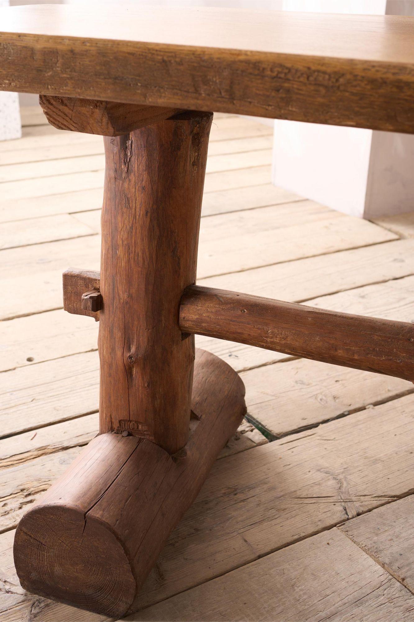 20th century Naturalistic oak slab console table For Sale 7