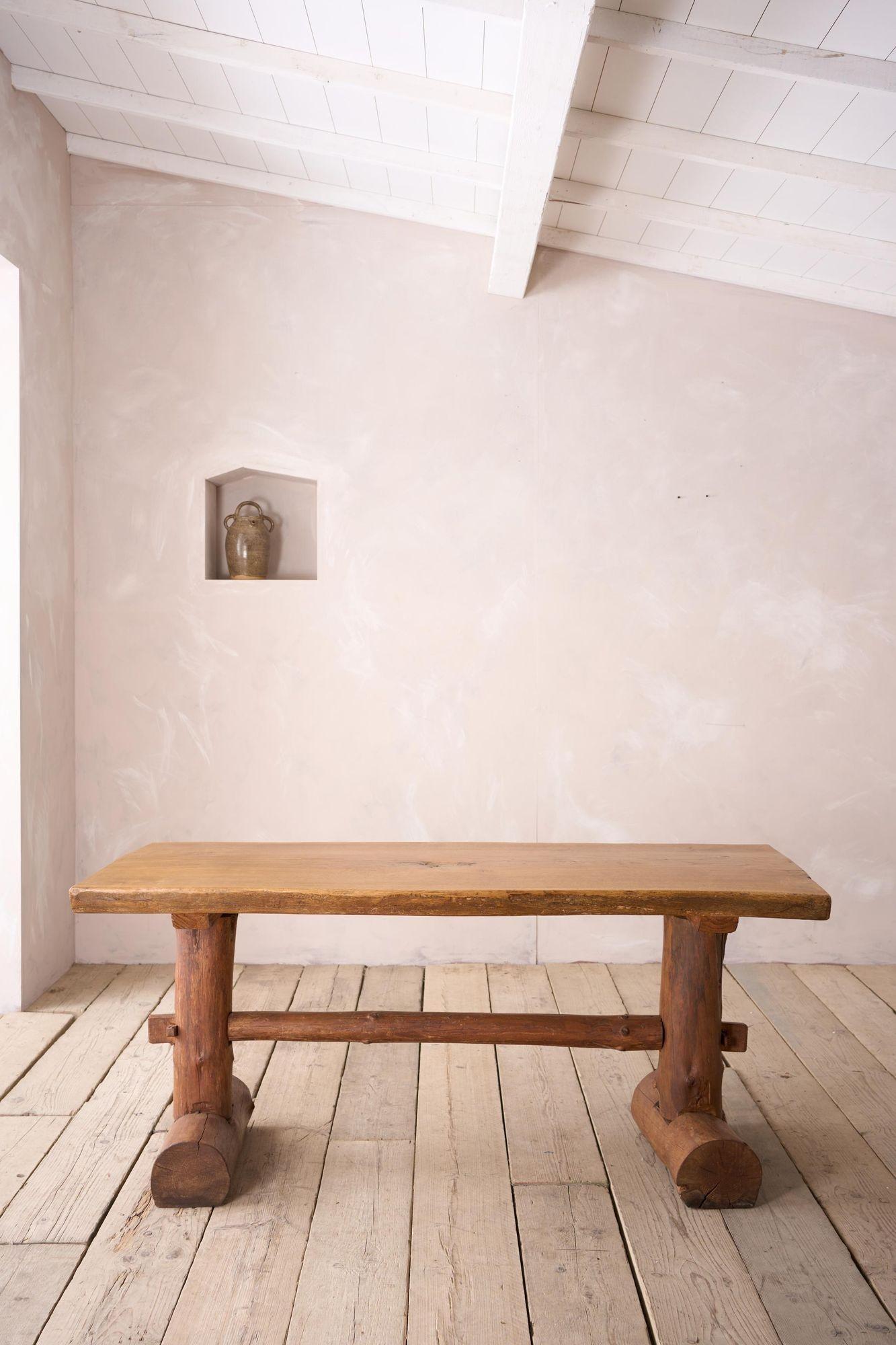 20th century Naturalistic oak slab console table For Sale 9