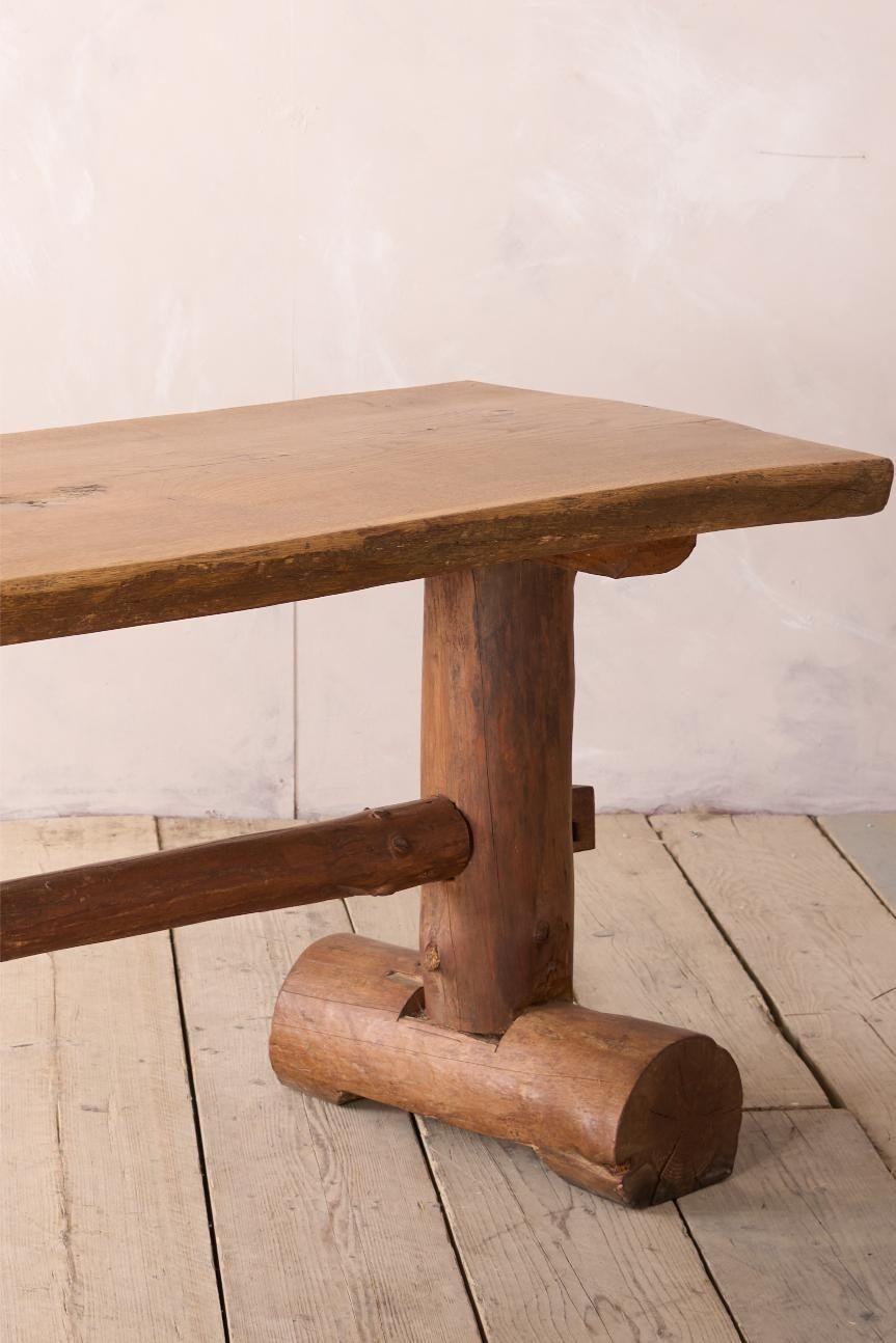 20th century Naturalistic oak slab console table In Excellent Condition For Sale In Malton, GB