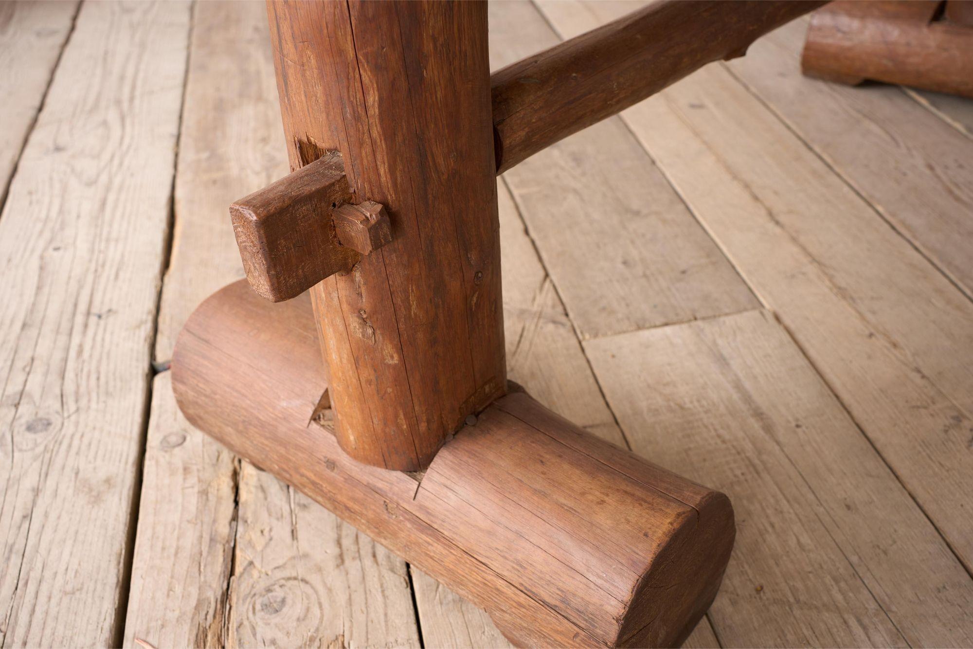 20th century Naturalistic oak slab console table For Sale 3