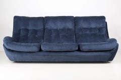 20th Century Navy Blue Velvet Atlantis Sofa, 1960s