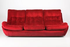 20th Century Navy Red Velvet Atlantis Sofa, 1960s
