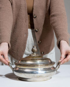20th Century Neobaroque Silver-Plated Vase from France, Antique Decor