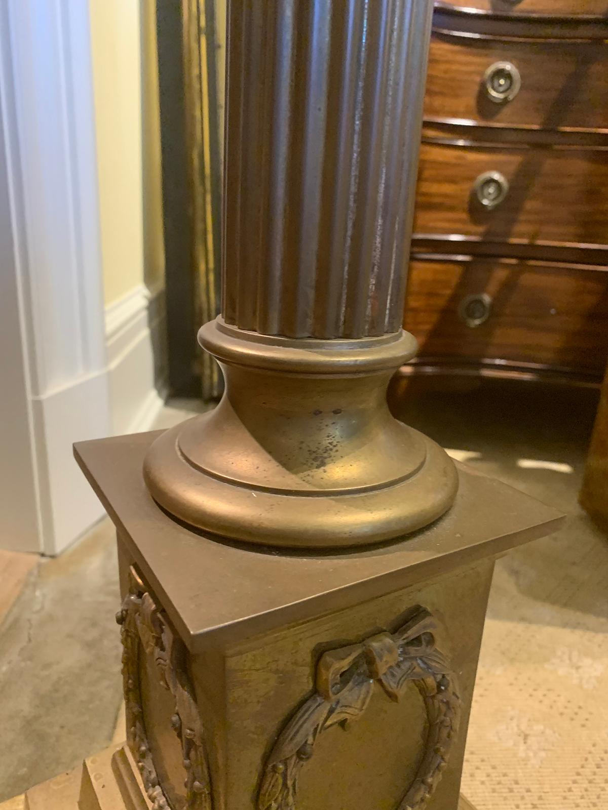 20th Century Neoclassical Bronze Column Floor Lamp For Sale 9