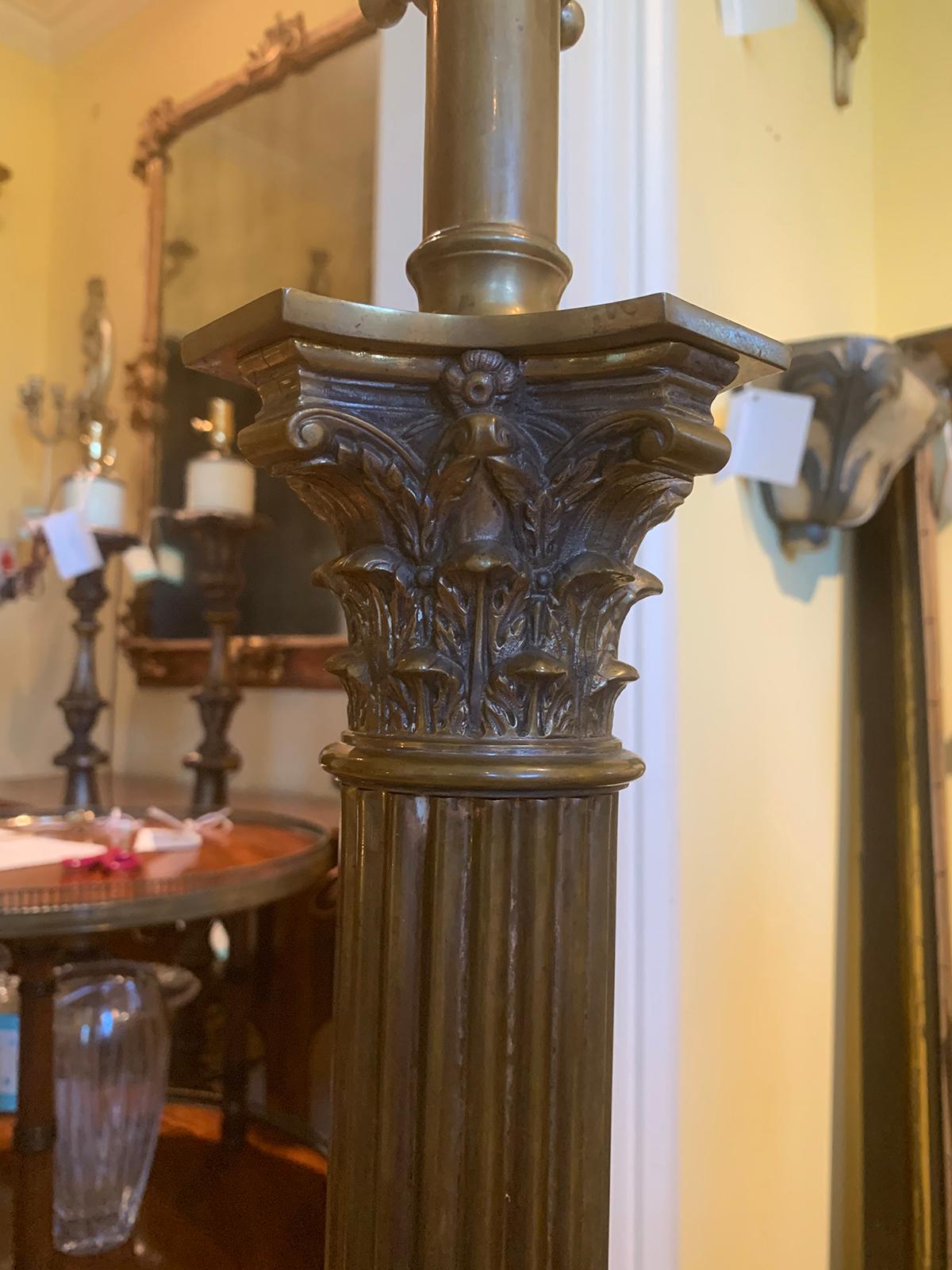 20th Century Neoclassical Bronze Column Floor Lamp For Sale 4