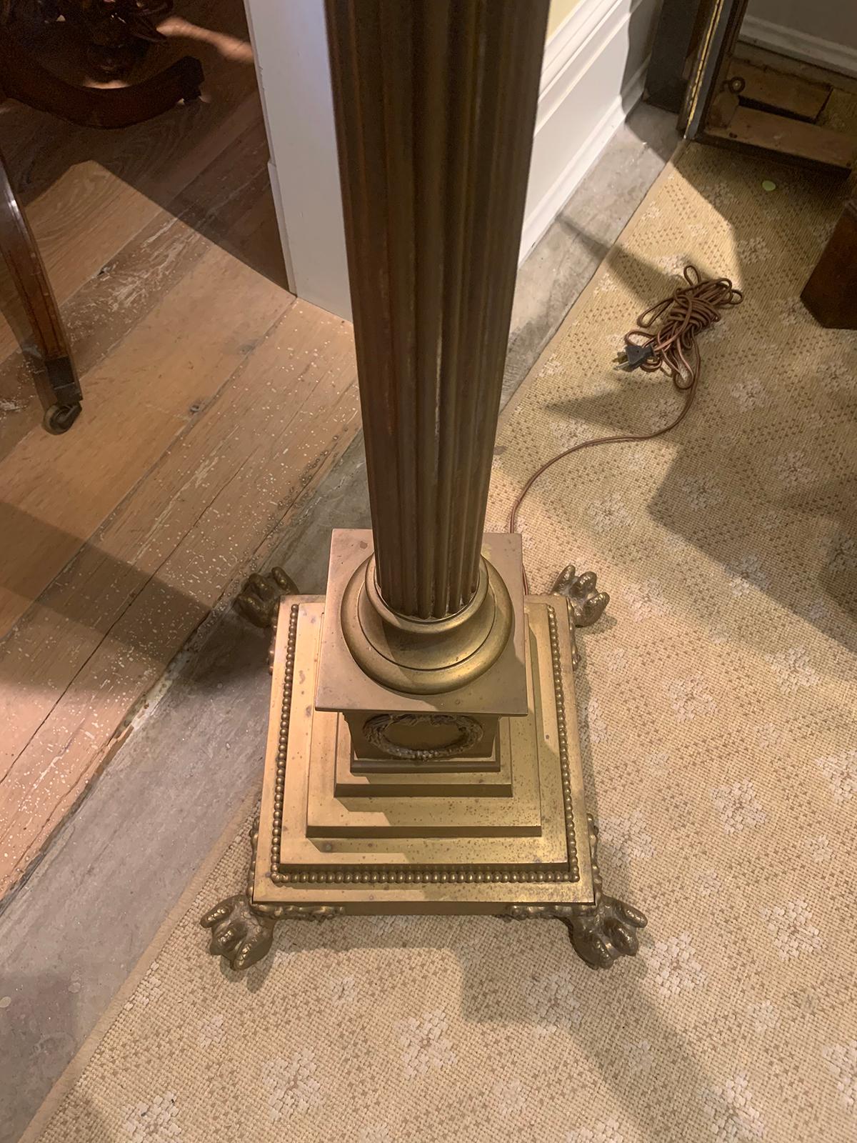 20th Century Neoclassical Bronze Column Floor Lamp For Sale 5