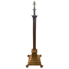 20th Century Neoclassical Bronze Column Floor Lamp
