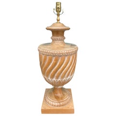 20th Century Neoclassical Carved Pine Urn as Lamp, Large Scale 20th Century Neoclassical Carved Pine Urn as Lamp, Large Scale