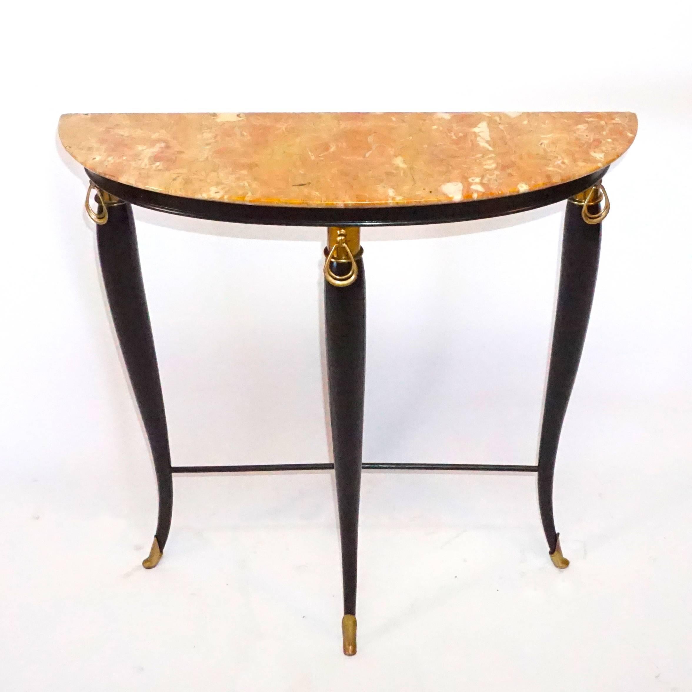 Hand-Carved 20th Century Italian Neoclassical Demi-Lune Console, Side Table by Paolo Buffa