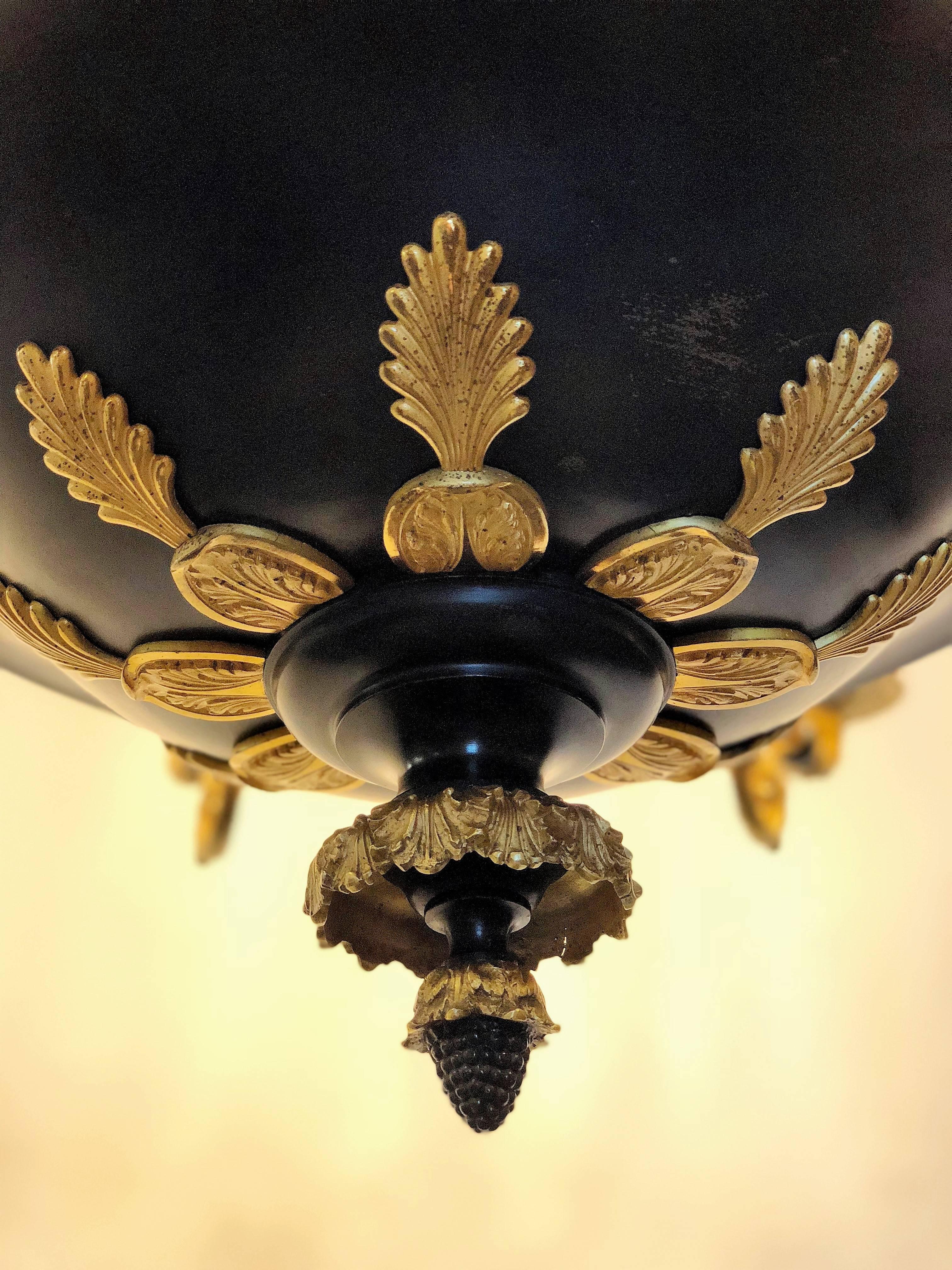 20th Century Neoclassical Empire French Gild and Patinated Chandelier For Sale 3
