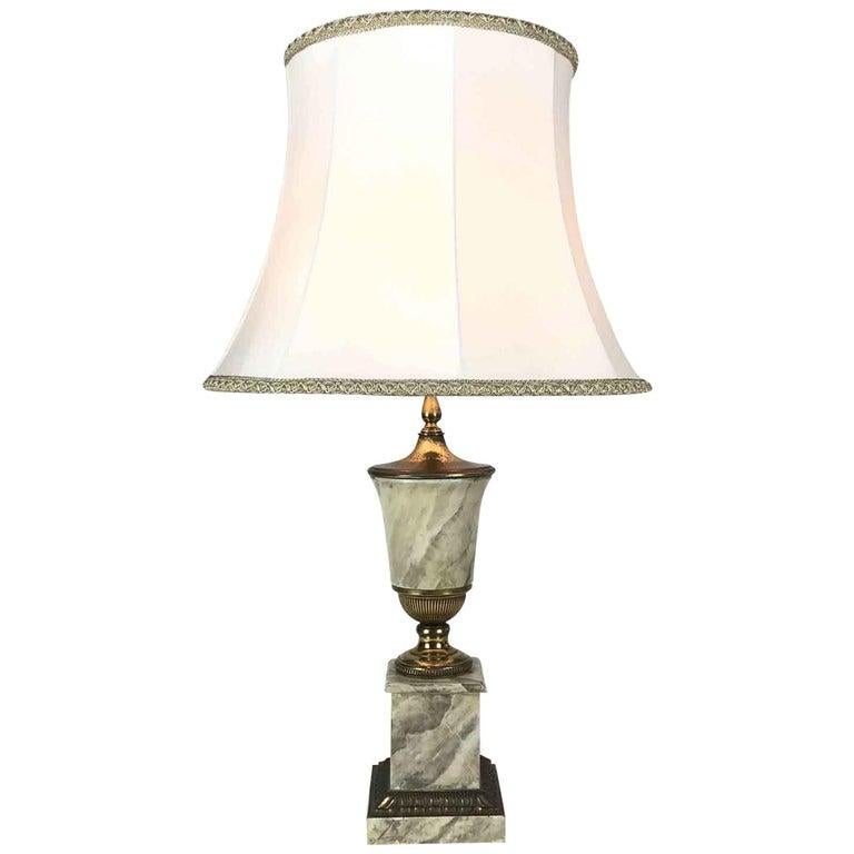 Hand-Painted 20th Century Neoclassical French Table Lamp Base with Grey Finish  For Sale
