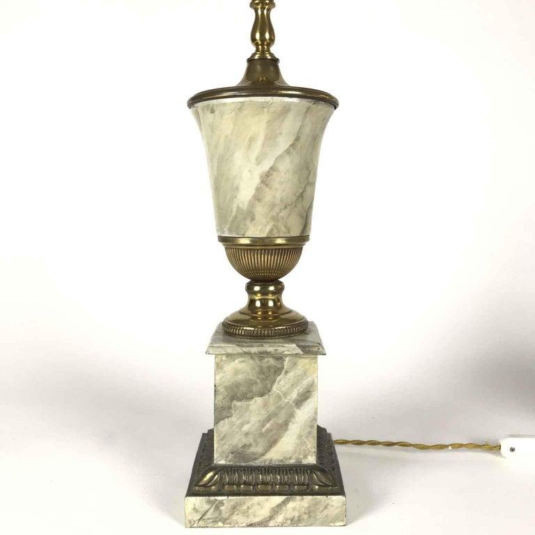 20th Century Neoclassical French Table Lamp Base with Grey Finish  In Good Condition For Sale In Milan, IT