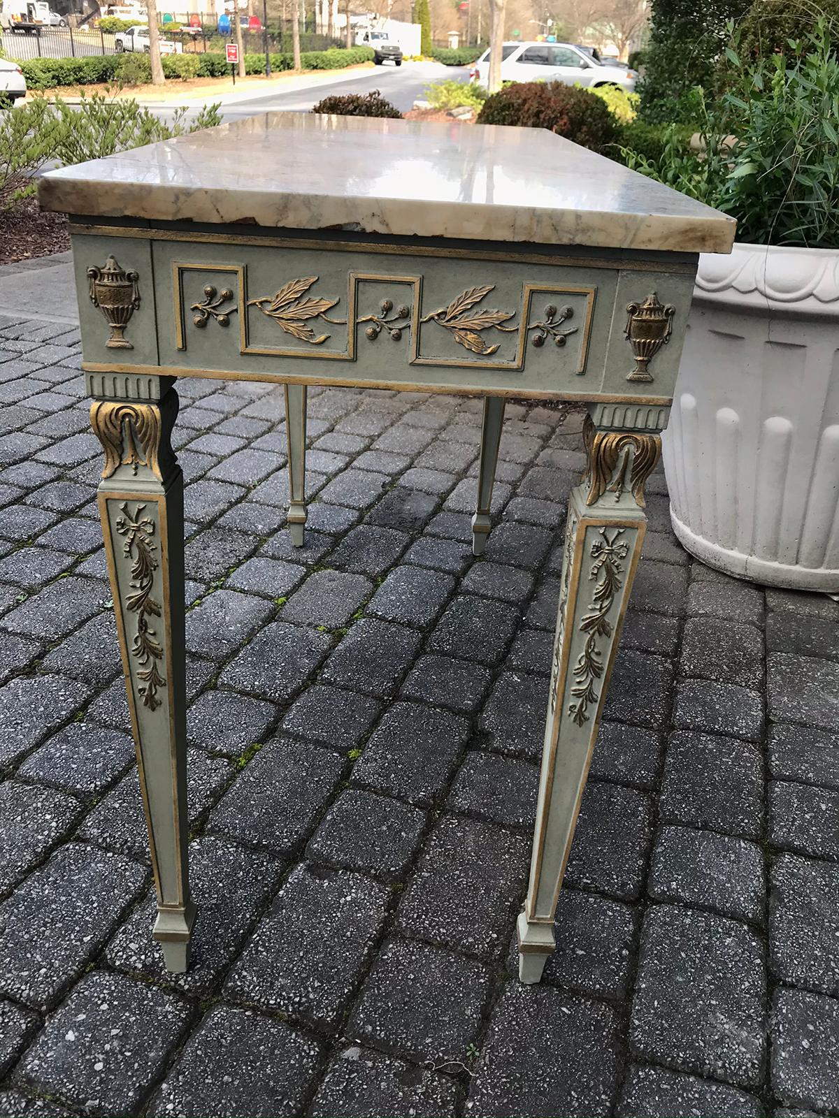 20th Century Neoclassical Frosted Green and Gilt Console with Yellow Marble Top 12