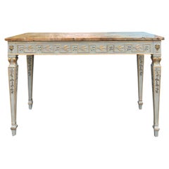 20th Century Neoclassical Frosted Green and Gilt Console with Yellow Marble Top