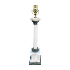 20th Century Neoclassical Green Marble and Alabaster Lamp