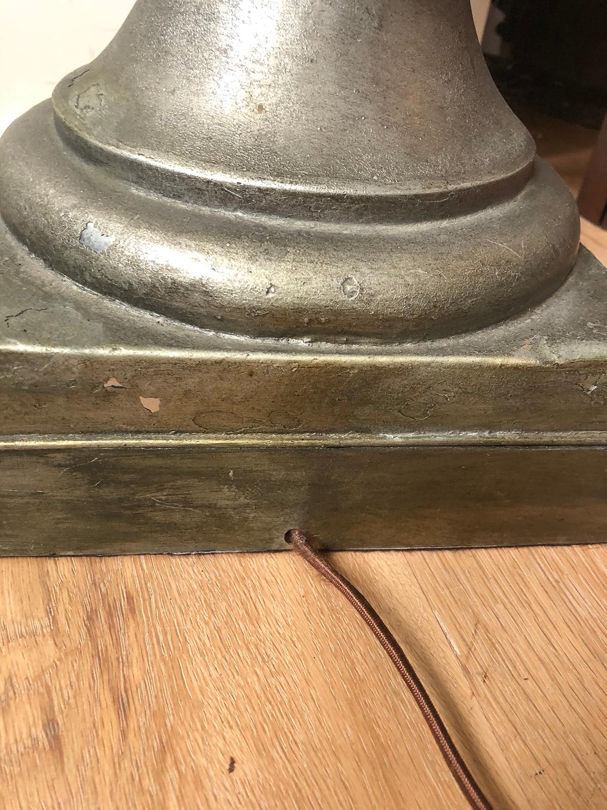 20th Century Neoclassical Italian Patinated Tole Urn as Lamp For Sale 9