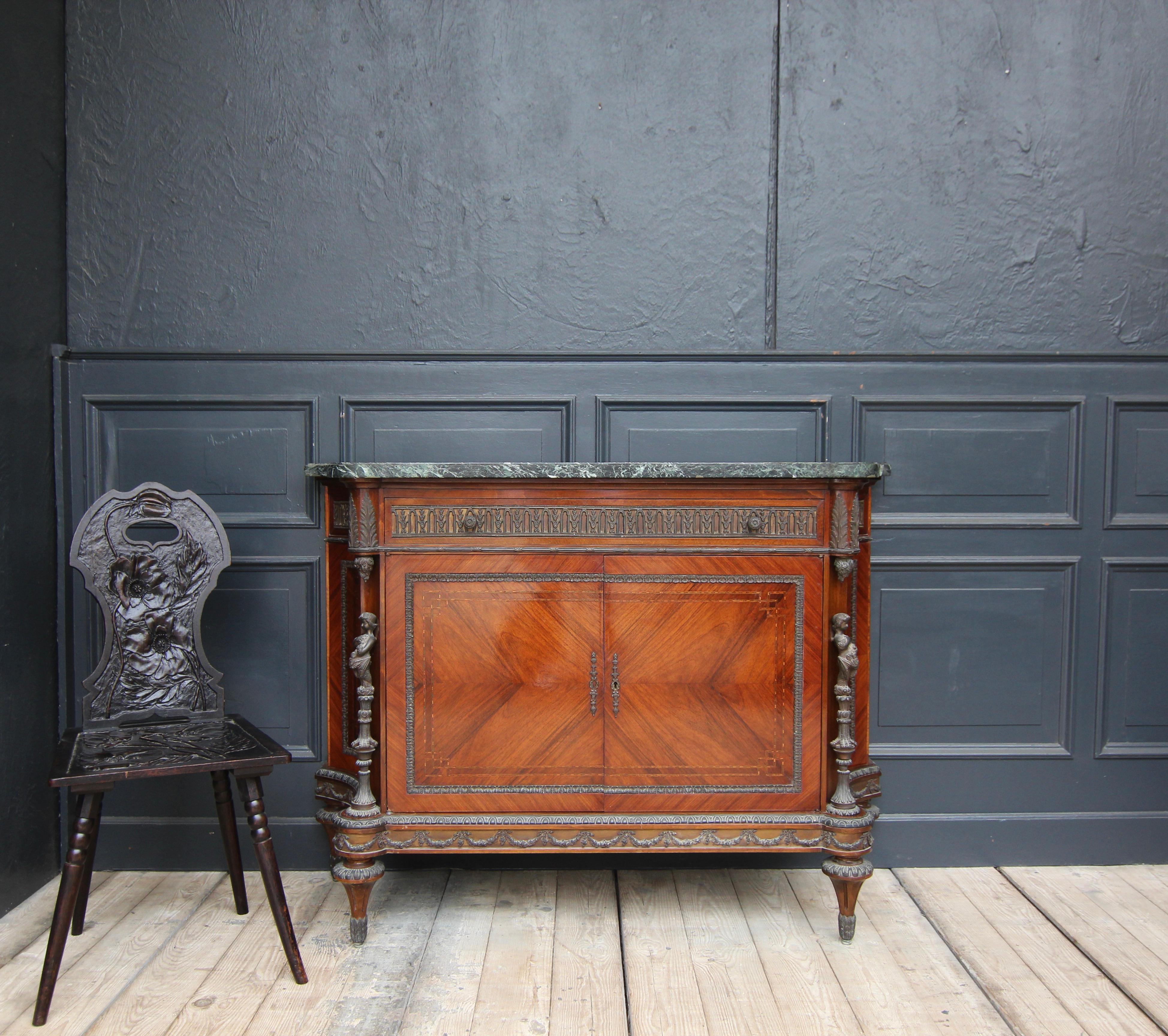 Veneer 20th Century Neoclassical Revival Cabinet with Marble Top